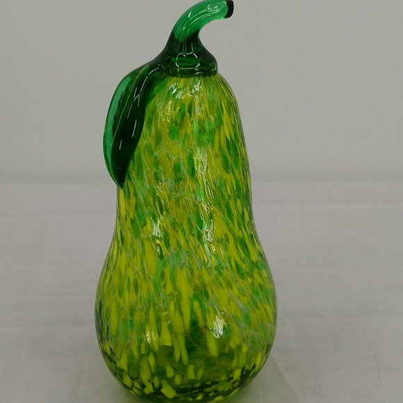 unbranded Other - Green and Yellow Hand Blown Pear Shaped Art Glass